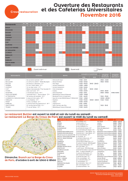 Ouverture des Restaurants et des Cafeterias