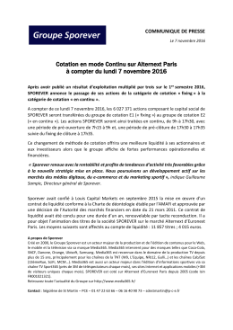 Cotation en mode Continu sur Alternext Paris &agrave; compter
