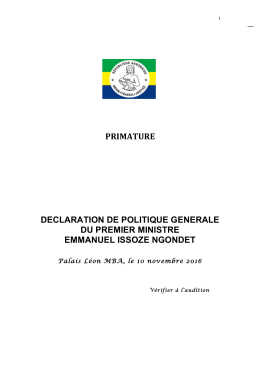 declaration de politique generale du premier ministre
