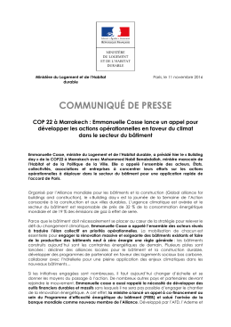 COP 22 &agrave; Marrakech - Minist&egrave;re du Logement et de l`Habitat durable