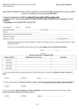 formulaire inscription LA 2017/2018