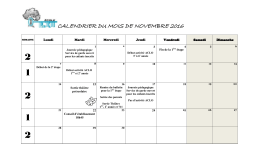 CALENDRIER DU MOIS DE NOVEMBRE 2016 - École Pie-XII