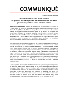 Les syndicats de l`enseignement de l`île de Montréal