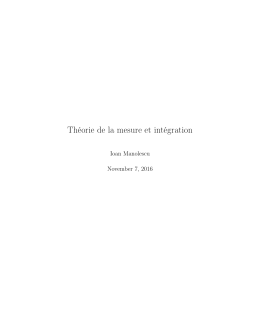 Théorie de la mesure et intégration