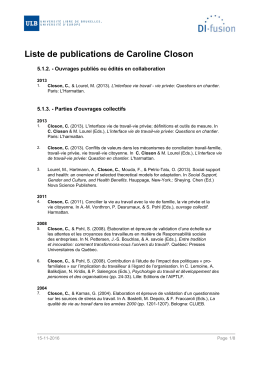 Publications - de l`Universit&eacute; libre de Bruxelles