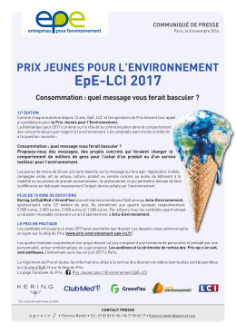 Environnement PRIX JEUNES POUR L