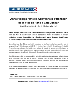 Anne Hidalgo remet la Citoyennet&eacute; d`Honneur de la Ville de Paris &agrave;