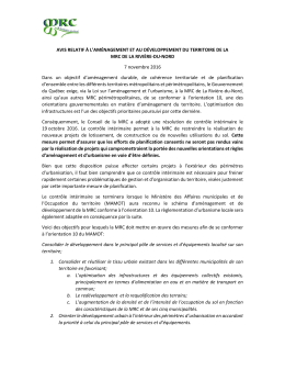 AVIS RELATIF À L`AMÉNAGEMENT ET AU DÉVELOPPEMENT DU
