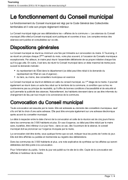 Le fonctionnement du Conseil municipal