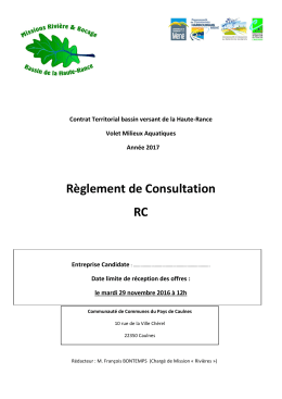 Règlement de Consultation RC - La salle des marchés MEGALIS