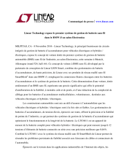 Communiqu&eacute; de presse www.linear.com Linear Technology expose