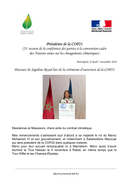 2016.11.07 - Cérémonie d`ouverture COP22 Maroc