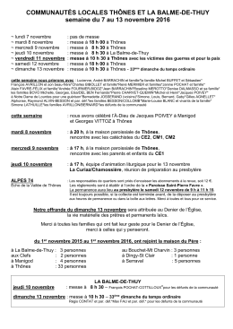 Info Thônes - La Balme de Thuy du 7 au 13