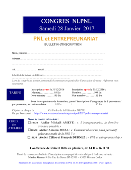 Les inscriptions pour le Congr&egrave;s sont maintenant ouvertes