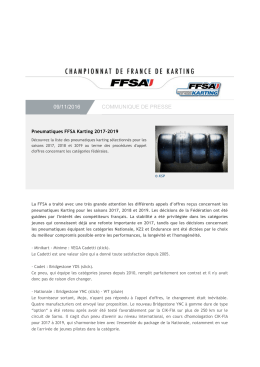 Pneumatiques FFSA Karting 2017-2019