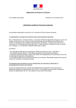 Lib&eacute;ralisation partielle de l`&eacute;conomie soudanaise