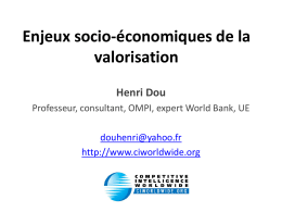 Enjeux socio-économiques de la valorisation Henri Dou