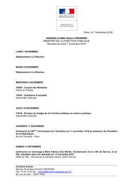 Paris, le 7 novembre 2016 AGENDA DE MME ANNICK GIRARDIN