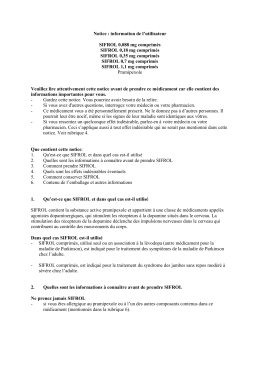 information de l`utilisateur SIFROL 0088 mg comprim&eacute;s SIFROL 0