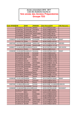 1&egrave;re ann&eacute;e des Ann&eacute;es Pr&eacute;paratoires Groupe TD3