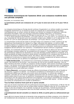 Pr&eacute;visions &eacute;conomiques de l`automne 2016: une