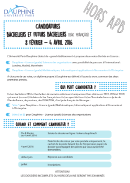 Candidatures en 1&egrave;re ann&eacute;e 2016 - Universit&eacute; Paris