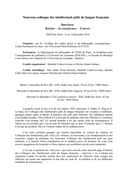 Nouveau colloque des intellectuels juifs de langue fran&ccedil;aise Survivre