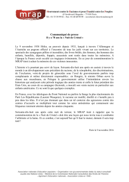 Communiqu&eacute; de presse - MRAP
