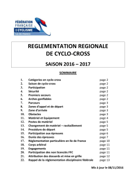 cyclo-cross : reglementation de la saison 2016-2017