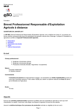 Brevet Professionnel Responsable d`Exploitation Agricole à