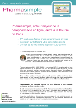 Pharmasimple, acteur majeur de la parapharmacie en ligne, entre &agrave;