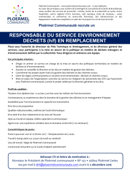 RESPONSABLE DU SERVICE ENVIRONNEMENT DECHETS (h/f