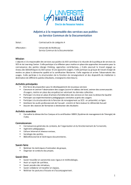 FP Adjoint(e) &agrave; la responsable des services publics au SCD