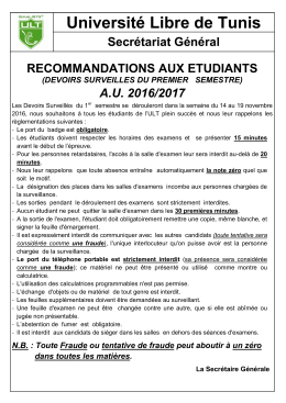 AU 2016/2017 - L`Université Libre de Tunis