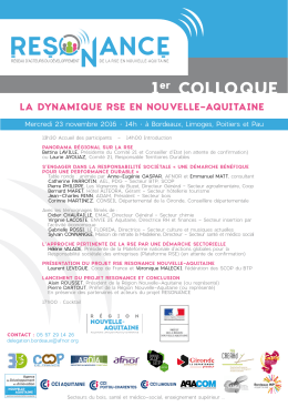 1er COLLOQUE LA DYNAMIQUE RSE EN NOUVELLE