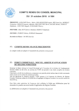 Conseil municipal du 31 octobre 2016