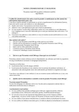 INFORMATION DE L`UTILISATEUR Persantine retard 200 mg