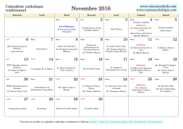 Calendrier du mois de novembre 2016