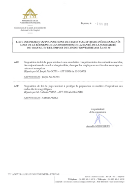 Commission de la sant&eacute;, de la solidarit&eacute;, du travail et de l`emploi