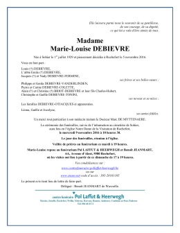 Madame Marie-Louise DEBIEVRE