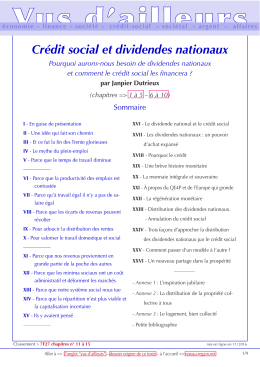 Cr&eacute;dit social et dividendes nationaux - Reseau