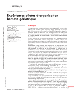 Expériences pilotes d`organisation hémato-gériatrique