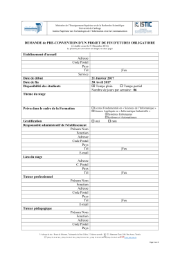 DEMANDE de PRE-CONVENTION D`UN PROJET DE FIN D