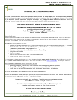 CONSEIL SCOLAIRE CATHOLIQUE FRANCO-NORD