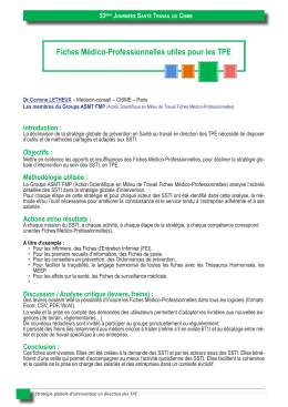 Fiches Médico-Professionnelles utiles pour les TPE
