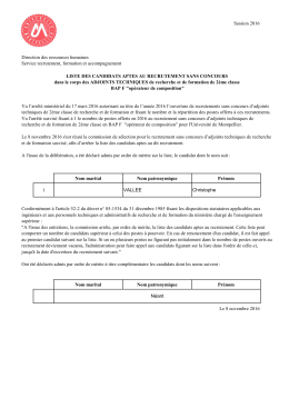 2016 Bap F Liste des candidats aptes au recrutement sans signature