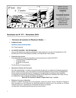 Sommaire du bulletin paroissial de novembre