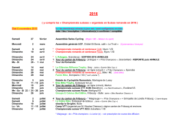 calendrier - Union cycliste fribourgeoise