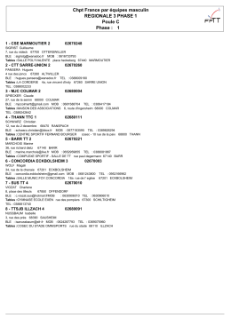 Régionale 3 poule C - Ligue d`Alsace de Tennis de Table