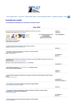 Actualit&eacute;s des congr&egrave;s Pour 2015